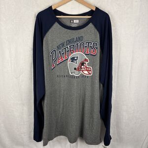 New England Patriots Raglan Long Sleeve Shirt Men’s 3XL Gray Blue NFL Team NWT